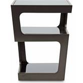 Clara End Table in Black w/ Dark Tempered Glass Shelves